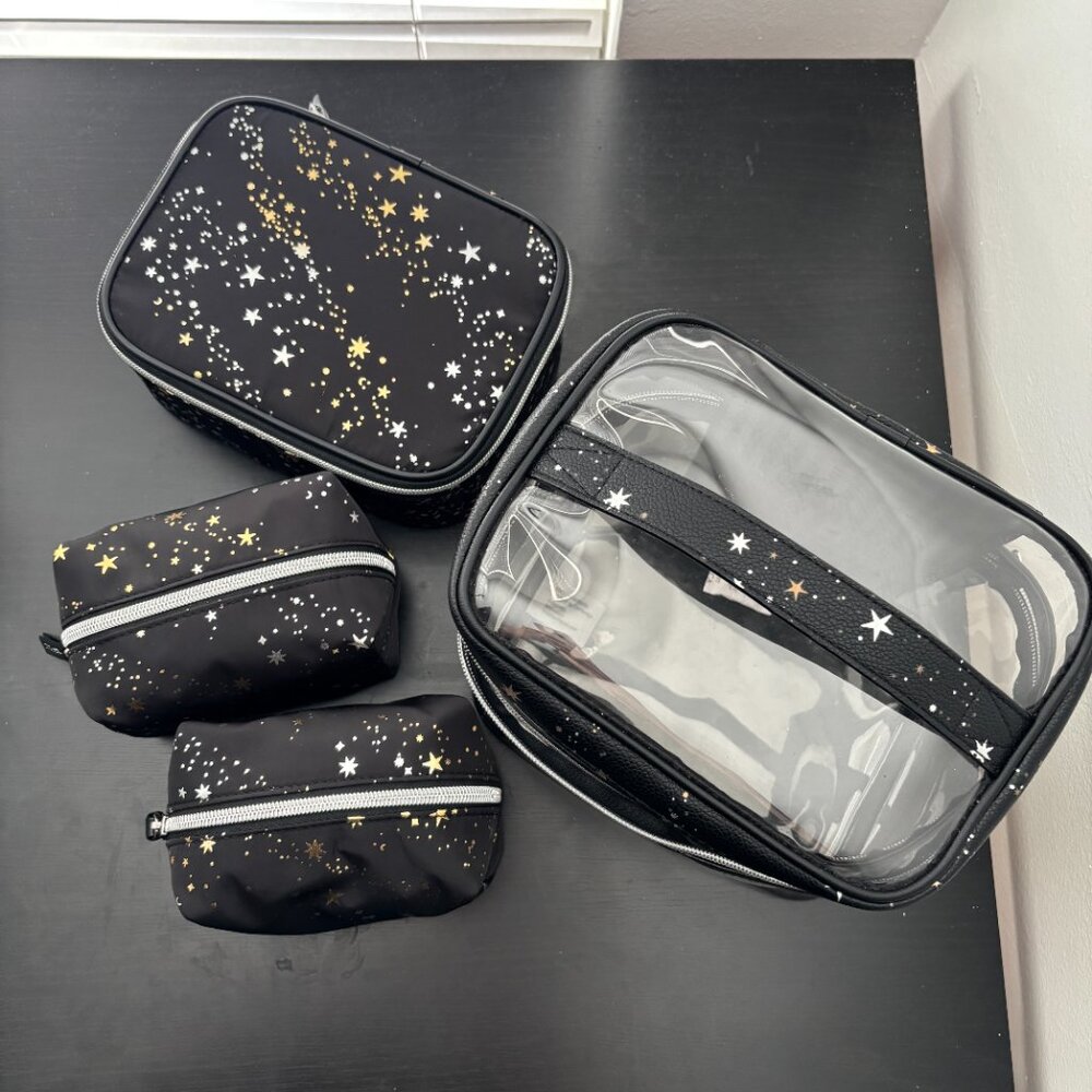 Victoria's Secret Black Clear Cosmetic Train Case with Gold Star Print - Picture 7 of 9